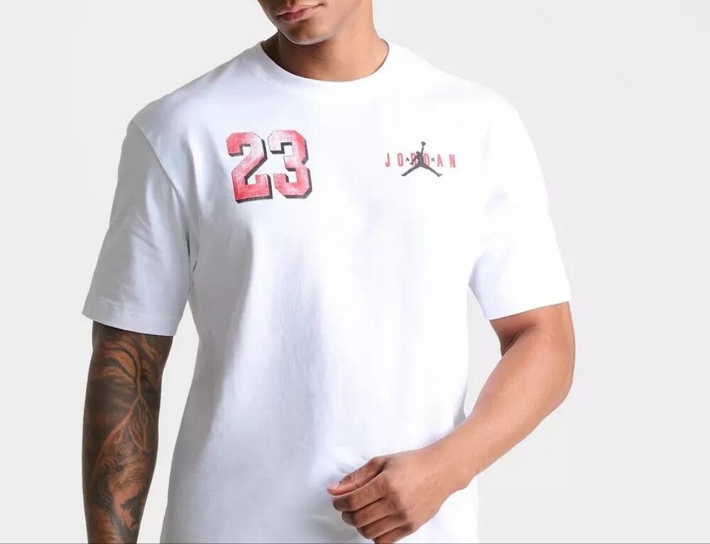 Jordan White Short-Sleeve Tee with Red '23' Graphic